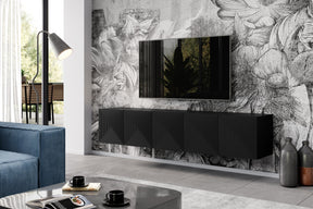 Mobile TV sospeso 5 ante in legno laminato Asha 200 x 40 cm