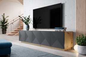 Mobile TV 5 ante in legno laminato Asha 200 x 40 cm