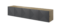 Mobile TV sospeso 5 ante in legno laminato Asha 200 x 40 cm
