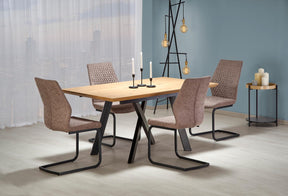 Tavolo allungabile in legno impiallacciato rovere con gambe in acciaio nero Capital 160x90 cm - allungabile fino a 200 cm