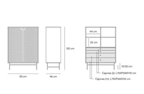 Credenza 2 ante verde Punto di Teulat 93x130 cm