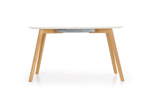 Tavolo allungabile in legno MDF laccato bianco con allunga e gambe legno naturale Caliber 160x90 cm - allungabile fino a 200 cm