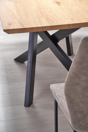 Tavolo allungabile in legno impiallacciato rovere con gambe in acciaio nero Capital 160x90 cm - allungabile fino a 200 cm