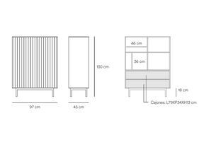 Credenza moderna nera 2 ante Sierra di Teulat 97x130 cm