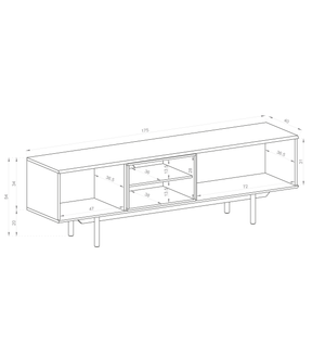 Mobile Tv Grigio largo con piedi 2 ante in legno laminato - Fogliano 175x40 cm