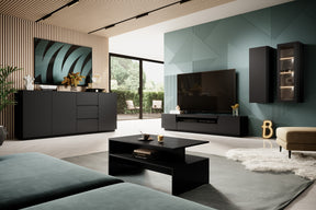 Mobile TV 2 ante 1 cassetto a ribalta in legno laminato Loftia 200x37 cm