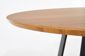 Tavolo tondo in MDF laminato rovere e piede in metallo nero Looper Ø 120 cm