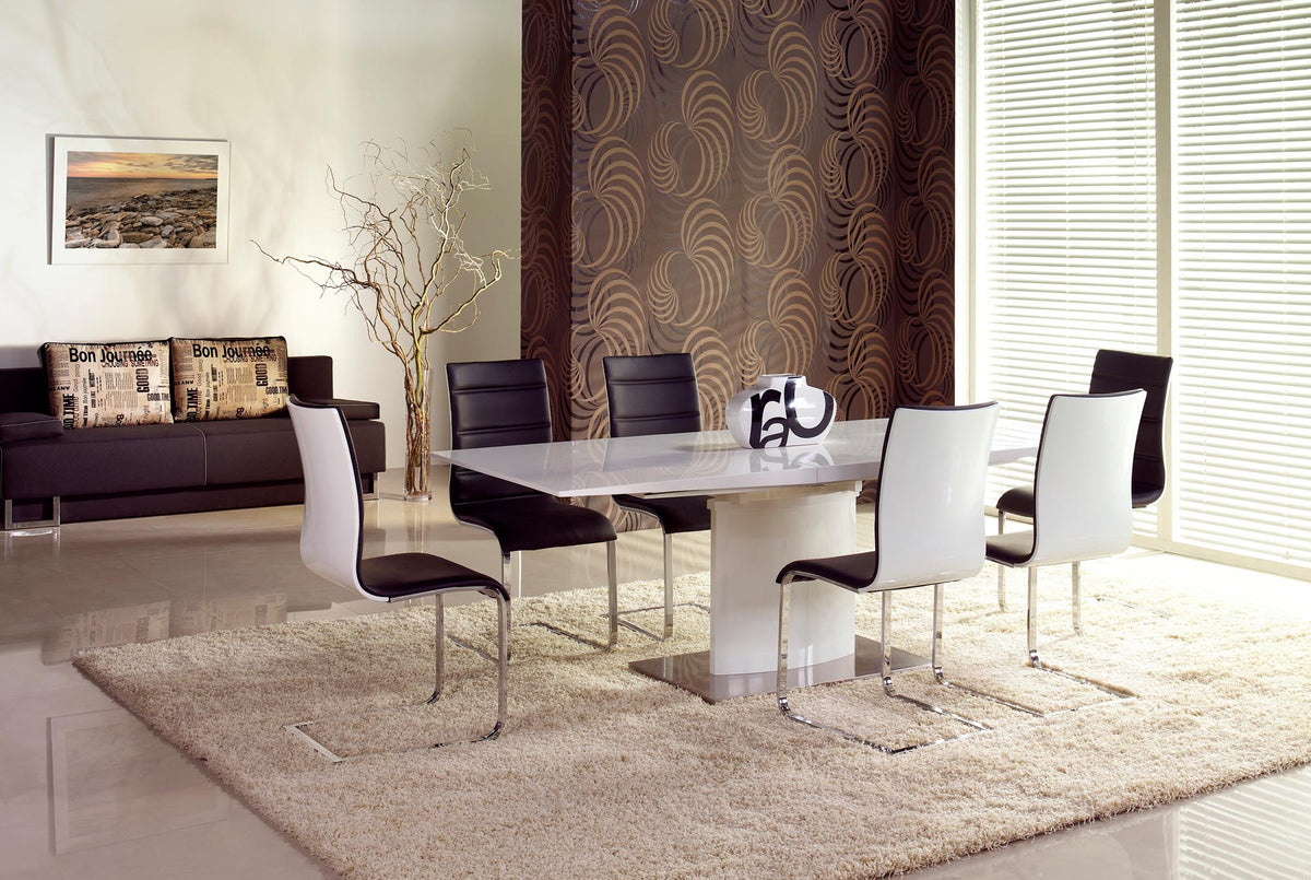 Tavolo allungabile in legno MDF laccato bianco con base in acciaio Marcello 180x90 cm - allungabile fino a 220 cm