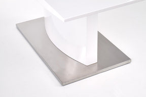 Tavolo allungabile in legno MDF laccato bianco con base in acciaio Marcello 180x90 cm - allungabile fino a 220 cm