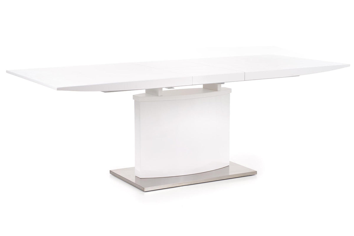 Tavolo allungabile in legno MDF laccato bianco con base in acciaio Marcello 180x90 cm - allungabile fino a 220 cm