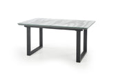 Tavolo allungabile in vetro bianco effetto marmo con gambe in acciaio nero Marley 160x90 cm - allungabile fino a 200 cm