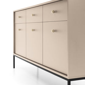 Madia con piedi in metallo 3 ante e 3 cassetti in legno laminato Canterno 154x83 cm