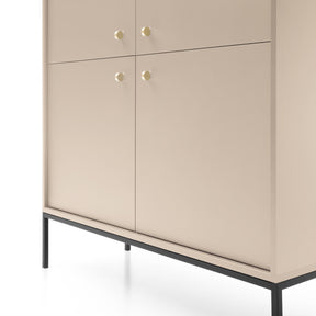 Credenza con piedi in ferro 4 ante in legno laminato Canterno 104x125 cm