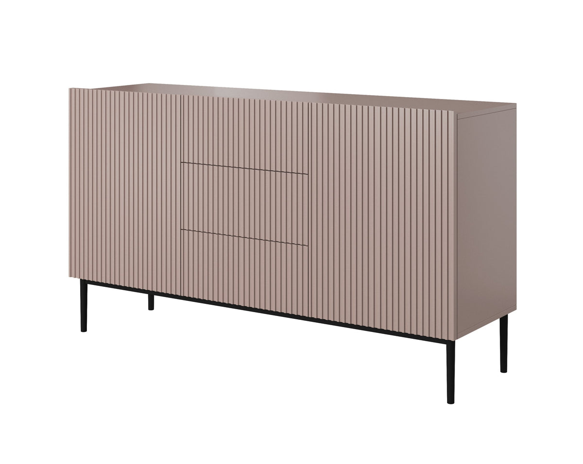 Madia 2 ante 3 cassetti centrali con piede in metallo nero Nicole 150x45 cm