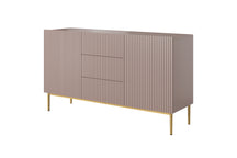 Madia 2 ante 3 cassetti centrali con piede in metallo oro Nicole 150x45 cm