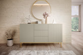 Madia cashmere 2 ante 3 cassetti centrali con piede in metallo oro Nicole 150 x 45 cm
