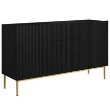 Madia 2 ante 3 cassetti centrali con piede in metallo oro Nicole 150x45 cm