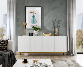 Madia 4 ante con piede in metallo oro Nicole 200x45 cm