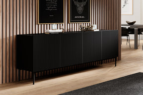 Madia 4 ante con piede in metallo nero Nicole 200x45 cm