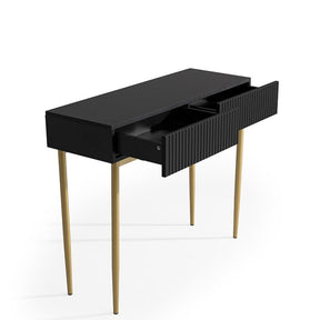 Consolle 2 cassetti con piede in metallo oro Nicole 100x82 cm