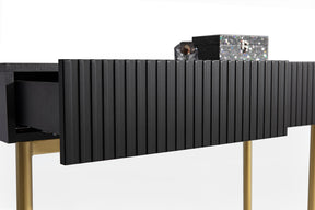 Consolle 2 cassetti con piede in metallo oro Nicole 100x82 cm