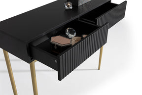 Consolle 2 cassetti con piede in metallo oro Nicole 100x82 cm