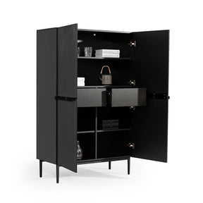 Credenza 2 ante con piede in metallo nero Nicole 100x160 cm