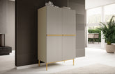 Credenza cashmere 2 ante con piede in metallo oro Nicole  100 x 160 cm