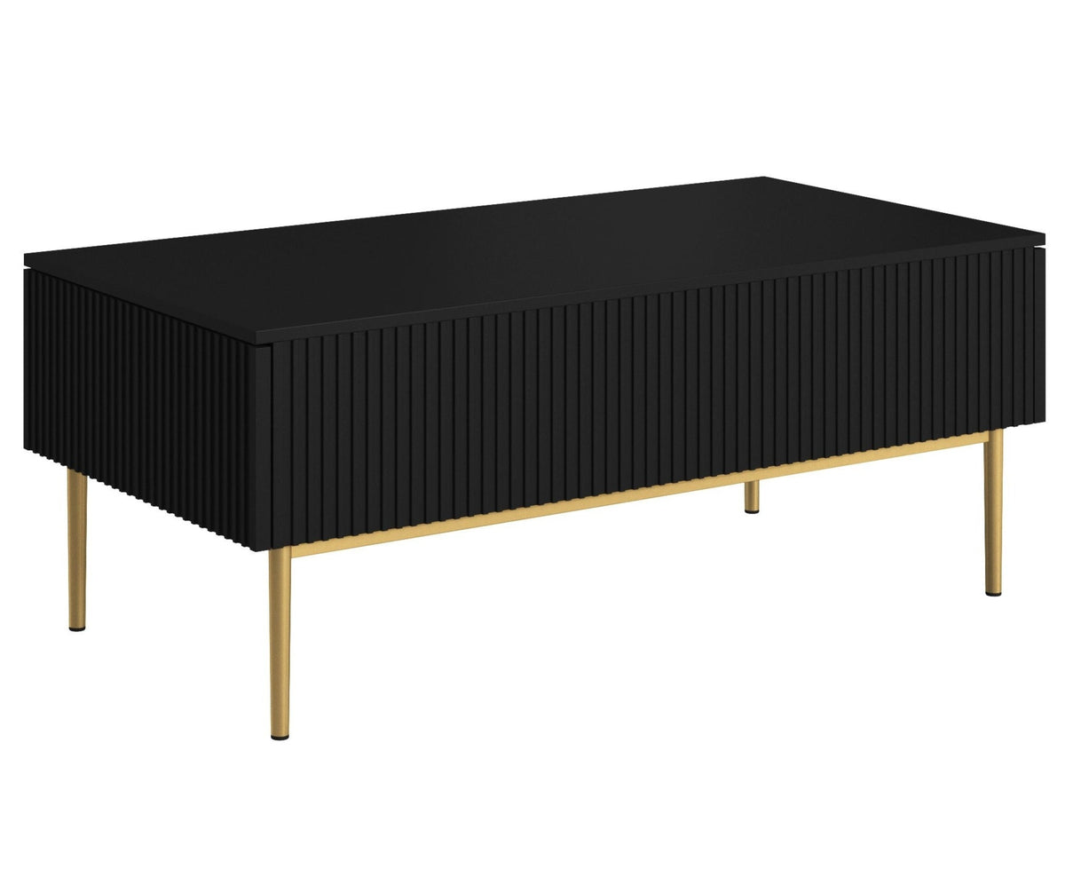 Tavolino Nicole 2 cassetti 120x60 cm piede in metallo oro