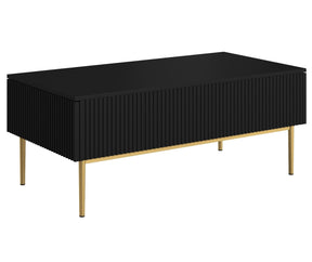 Tavolino Nicole 2 cassetti 120x60 cm piede in metallo oro