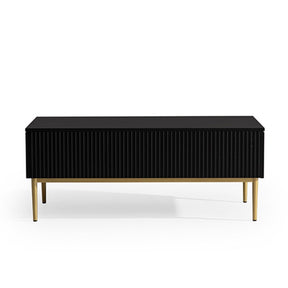 Tavolino Nicole 2 cassetti 120x60 cm piede in metallo oro