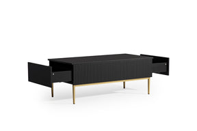 Tavolino Nicole 2 cassetti 120x60 cm piede in metallo oro