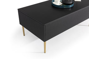 Tavolino Nicole 2 cassetti 120x60 cm piede in metallo oro