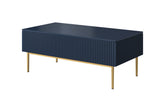 Tavolino Nicole 2 cassetti 120x60 cm piede in metallo oro
