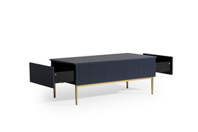 Tavolino Nicole 2 cassetti 120x60 cm piede in metallo oro