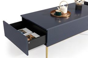 Tavolino Nicole 2 cassetti 120x60 cm piede in metallo oro