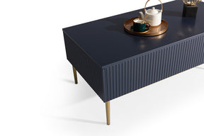 Tavolino Nicole 2 cassetti 120x60 cm piede in metallo oro