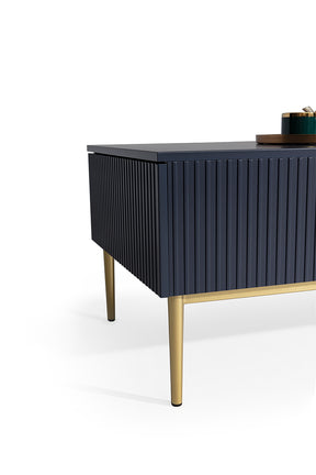 Tavolino Nicole 2 cassetti 120x60 cm piede in metallo oro