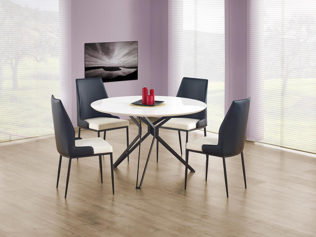Tavolo tondo in MDF laminato e piede in acciaio nero Pixel Ø 120 cm
