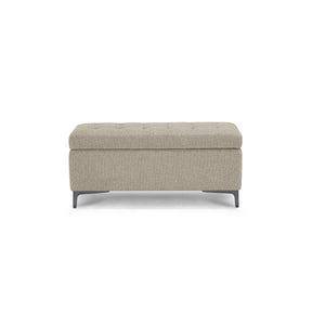 Panca Contenitore Made in Italy Trapuntata in Tessuto Tramato Beige - CORBARA 110x50 cm