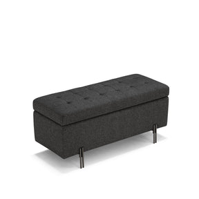 Panca Contenitore Made in Italy Trapuntata in Tessuto Tramato Antracite - CARAMAGNA 110x45 cm