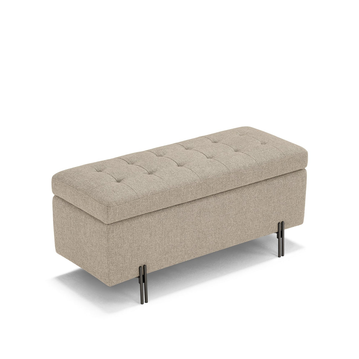 Panca Contenitore Made in Italy Trapuntata in Tessuto Tramato Beige - CARAMAGNA 110x45 cm