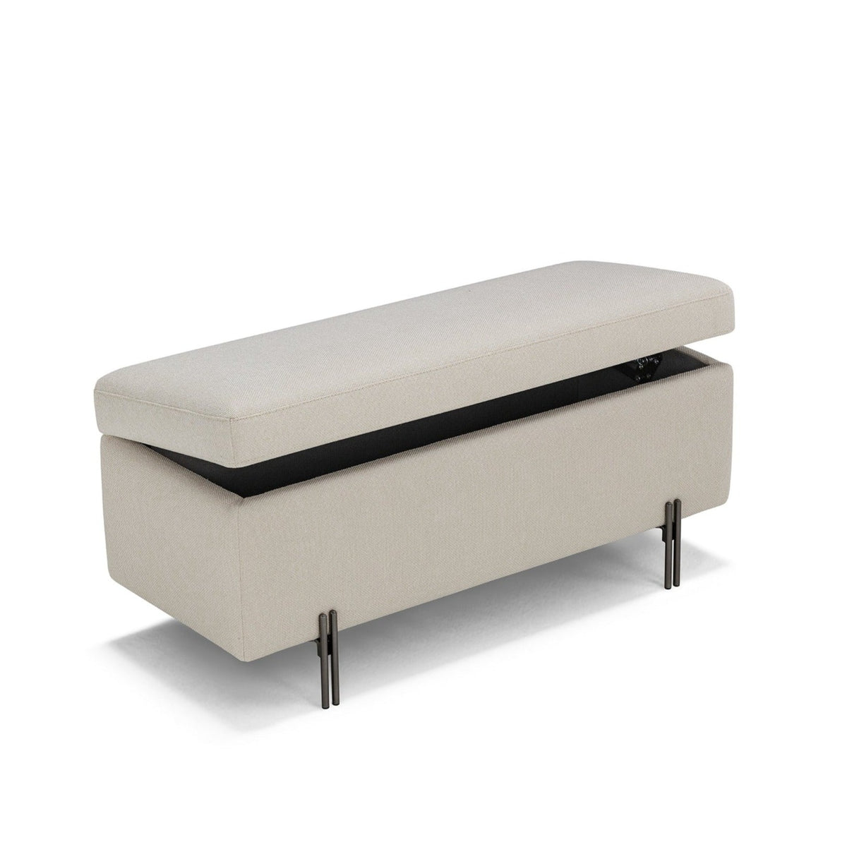 Panca Contenitore Made in Italy in Tessuto Tramato Bianco - SARDORELLA 110x45 cm