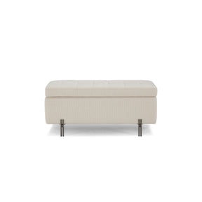 Panca Contenitore Made in Italy Trapuntata in Tessuto Tramato Bianco - CARAMAGNA 110x45 cm