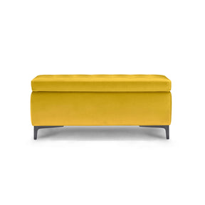 Panca Contenitore Made in Italy Trapuntata in Velluto Giallo - CORBARA 110x50 cm