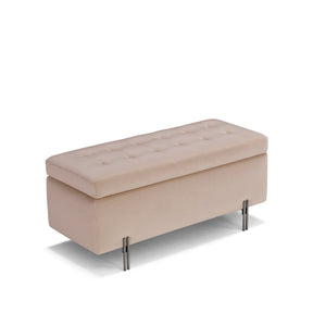 Panca Contenitore Made in Italy Trapuntata in Velluto Camel - CARAMAGNA 110x45 cm