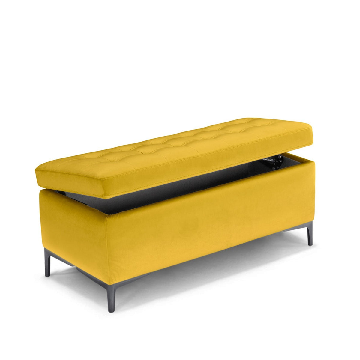 Panca Contenitore Made in Italy Trapuntata in Velluto Giallo - CORBARA 110x50 cm