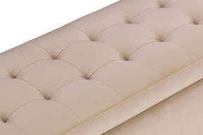Panca Contenitore Made in Italy Trapuntata in Velluto Camel - CARAMAGNA 110x45 cm