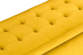 Panca Contenitore Made in Italy Trapuntata in Velluto Giallo - CARAMAGNA 110x45 cm