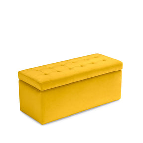 Panca Contenitore Made in Italy Trapuntata in Velluto Giallo modello VALSURA